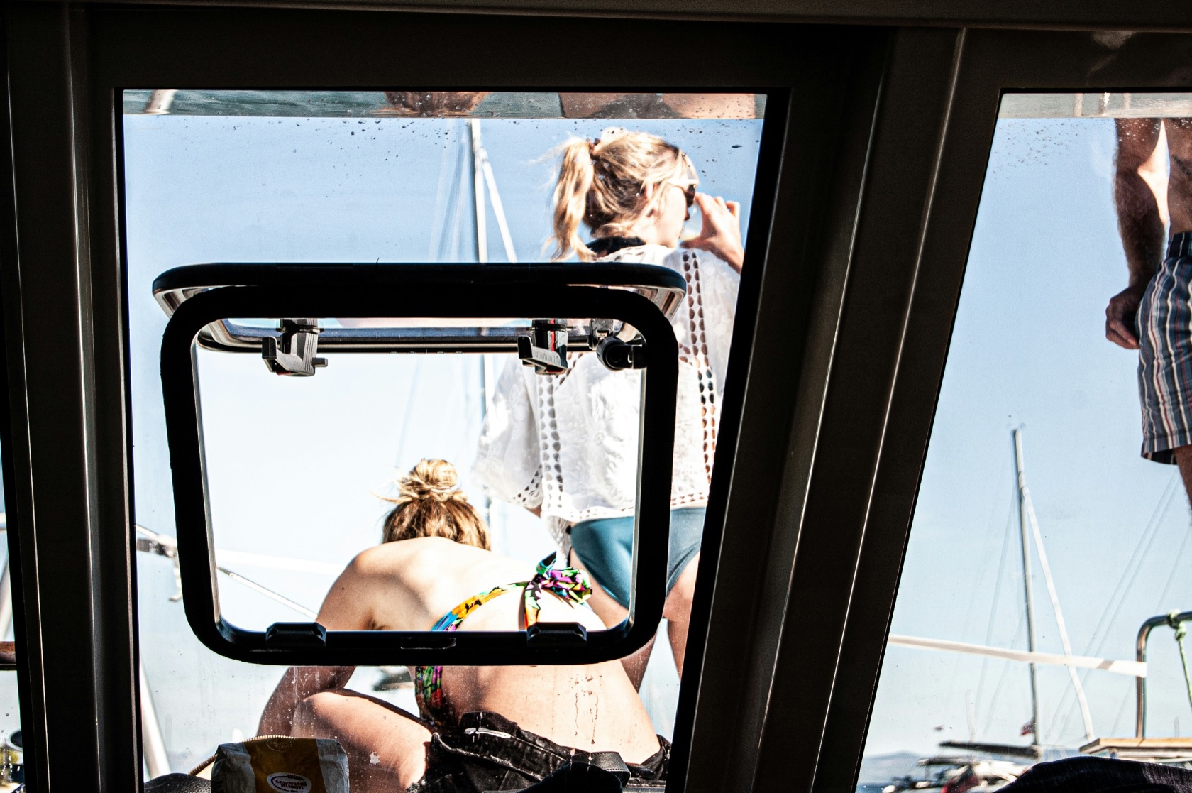 Center console boat with tinted cabin glass on the Gulf near Panama City Beach, FL